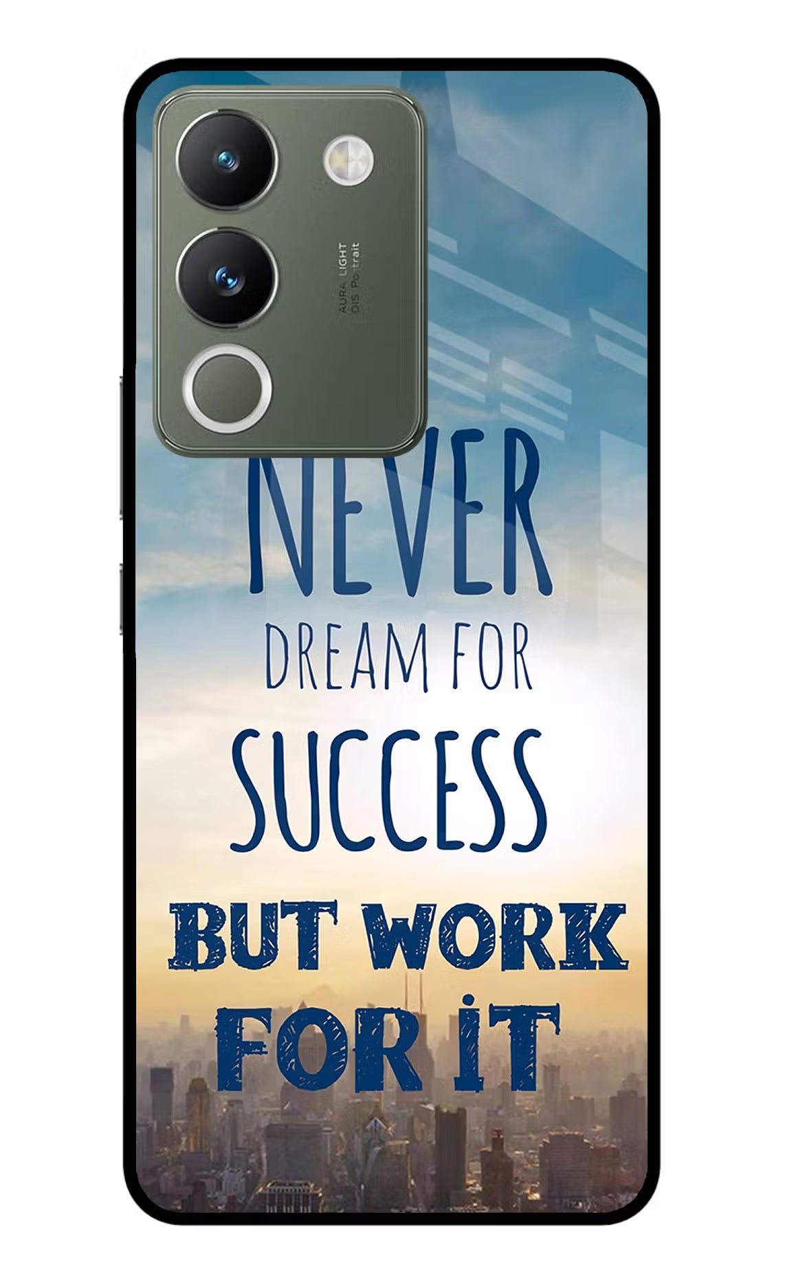 Never Dream For Success But Work For It Vivo Y200 5G Glass Case Back Cover by Casekaro