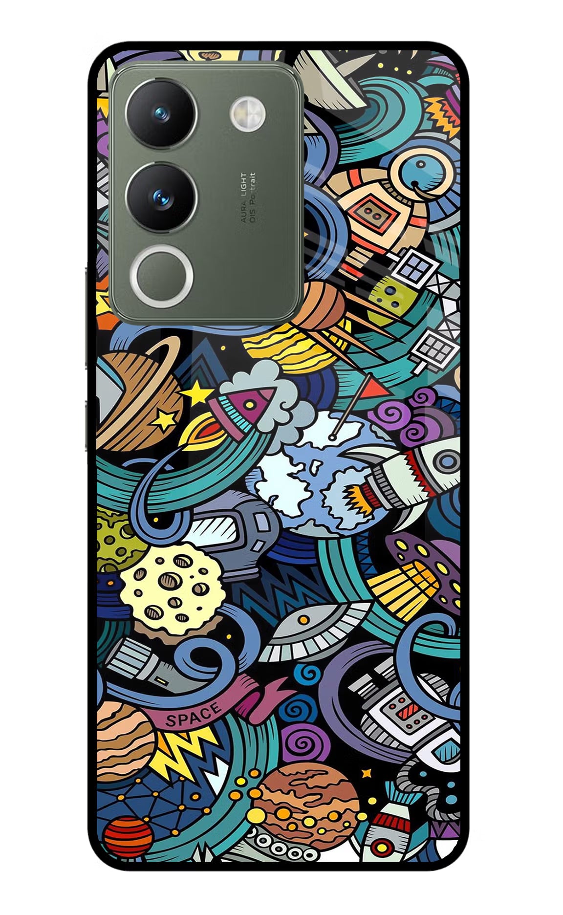 Space Abstract Vivo Y200 5G Glass Case Back Cover by Casekaro
