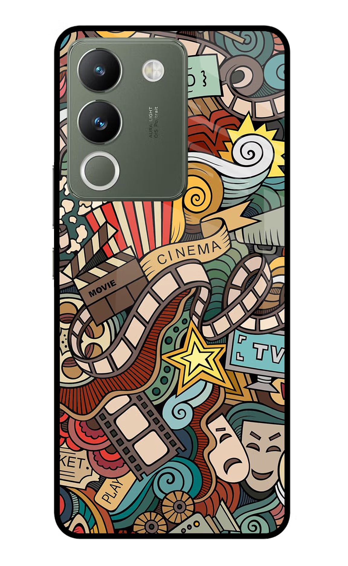 Cinema Abstract Vivo Y200 5G Glass Case Back Cover by Casekaro