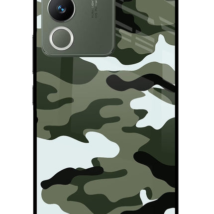 Camouflage Vivo Y200 5G Glass Case Back Cover by Casekaro
