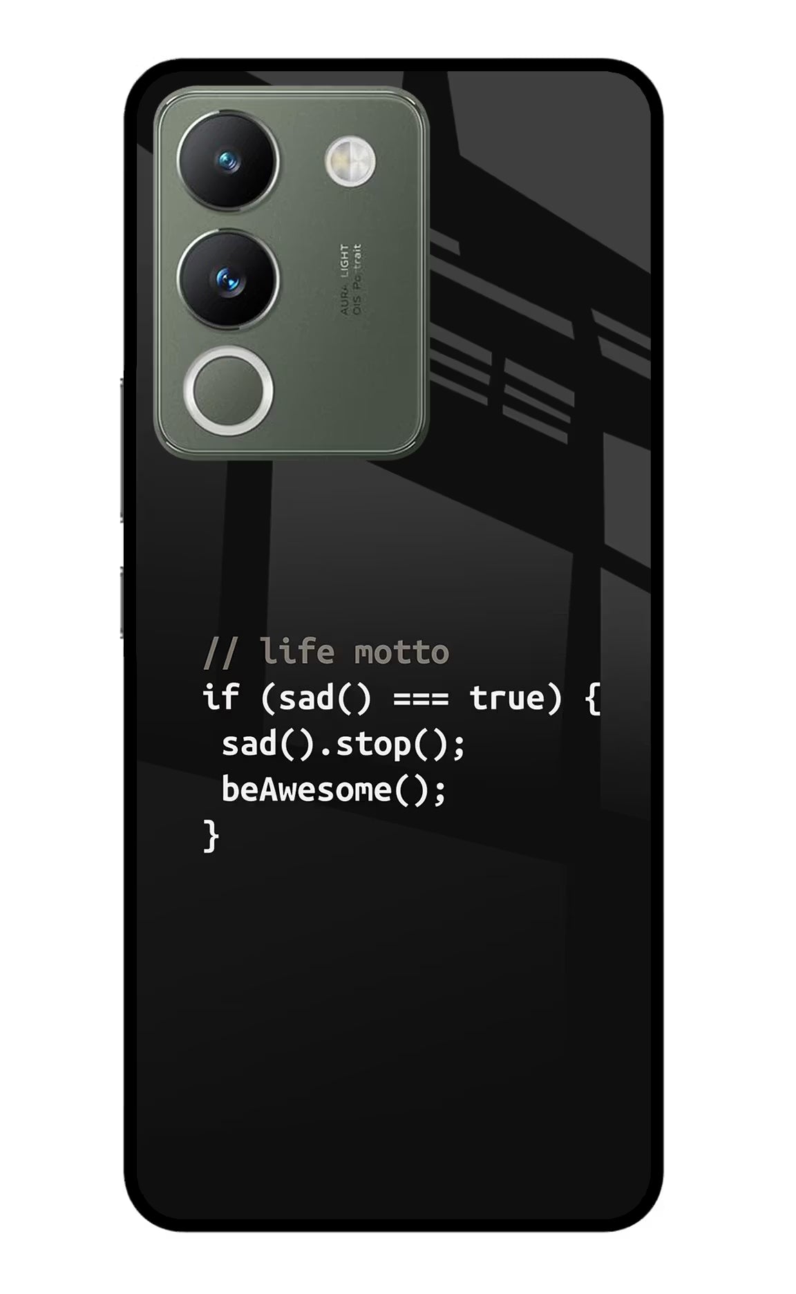 Life Motto Code Vivo Y200 5G Glass Case Back Cover by Casekaro