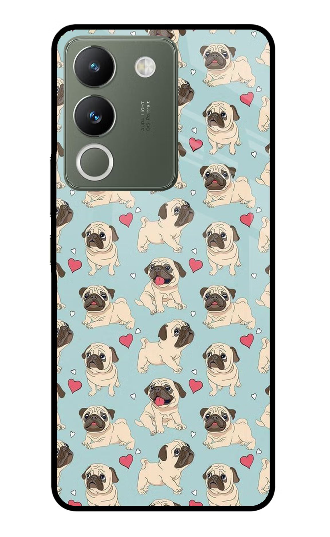 Pug Dog Vivo Y200 5G Glass Case Back Cover by Casekaro
