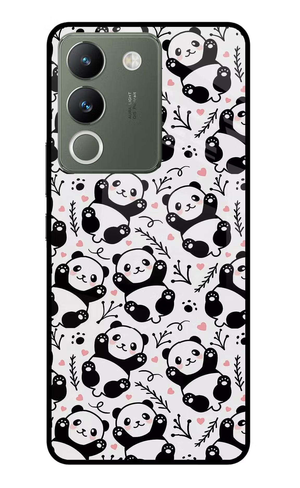 Cute Panda Vivo Y200 5G Glass Case Back Cover by Casekaro