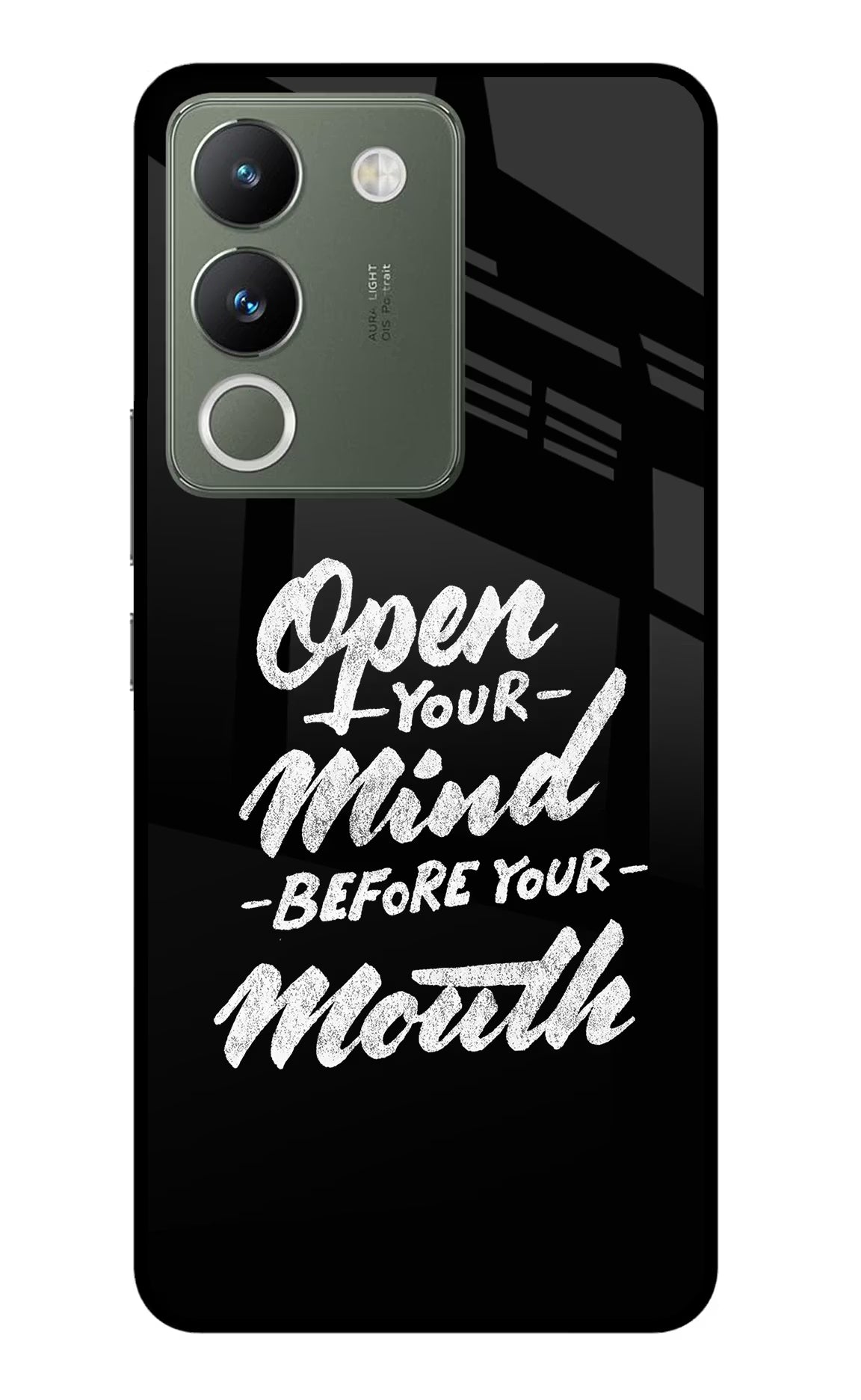 Open Your Mind Before Your Mouth Vivo Y200 5G Glass Case Back Cover by Casekaro