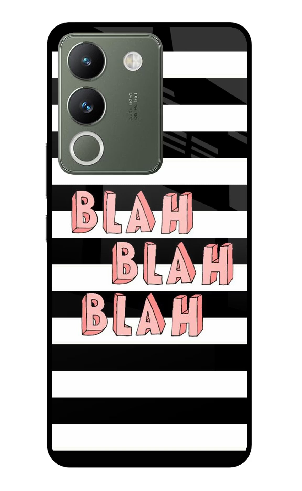 Blah Blah Blah Vivo Y200 5G Glass Case Back Cover by Casekaro