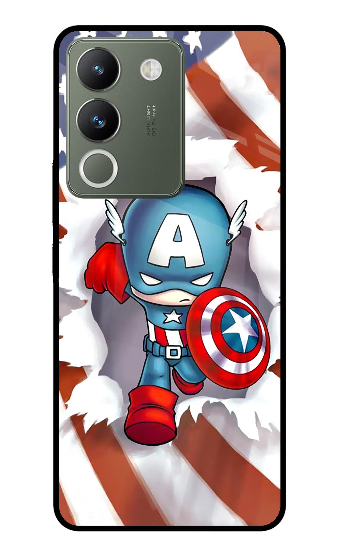 Captain America Vivo Y200 5G Glass Case Back Cover by Casekaro