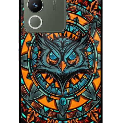 Angry Owl Art Vivo Y200 5G Glass Case Back Cover by Casekaro