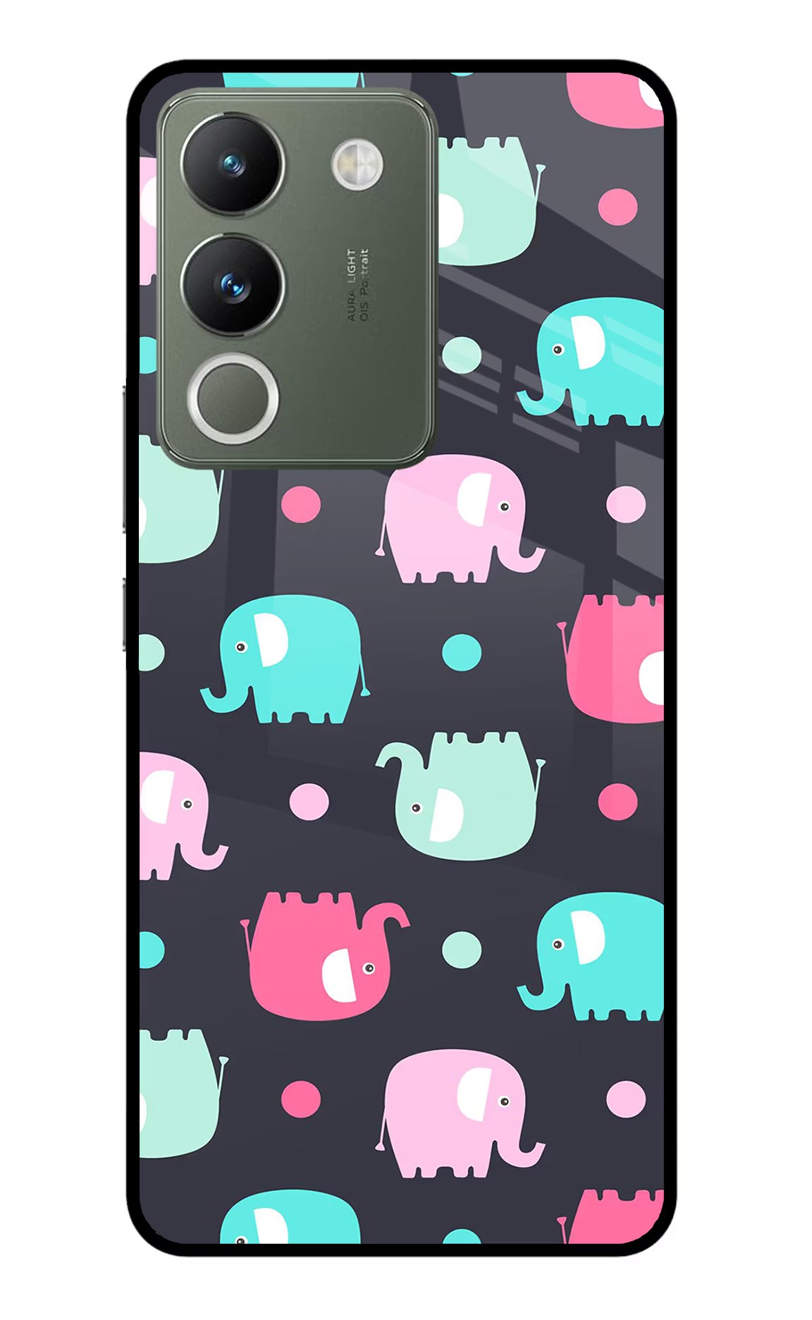 Elephants Vivo Y200 5G Glass Case Back Cover by Casekaro