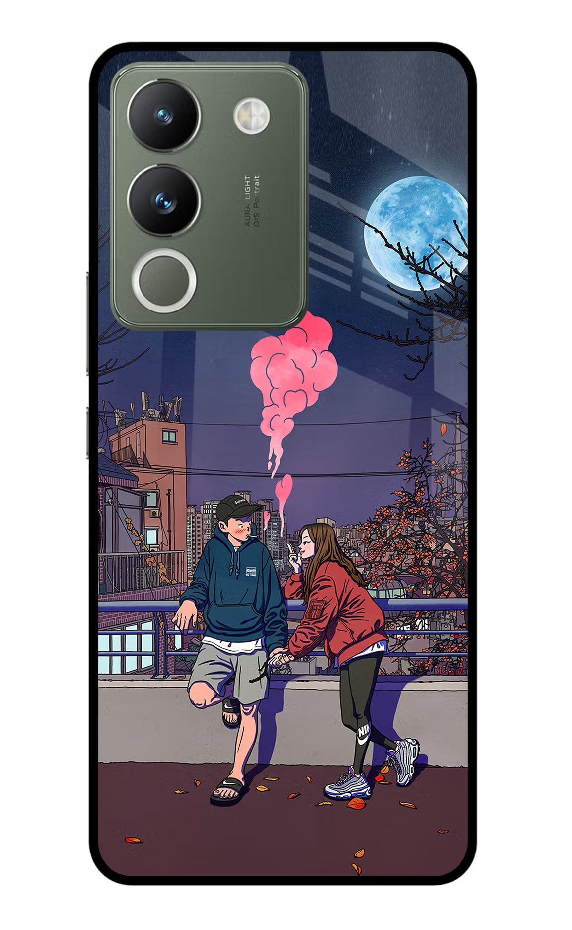 Chilling Couple Vivo Y200 5G Glass Case Back Cover by Casekaro
