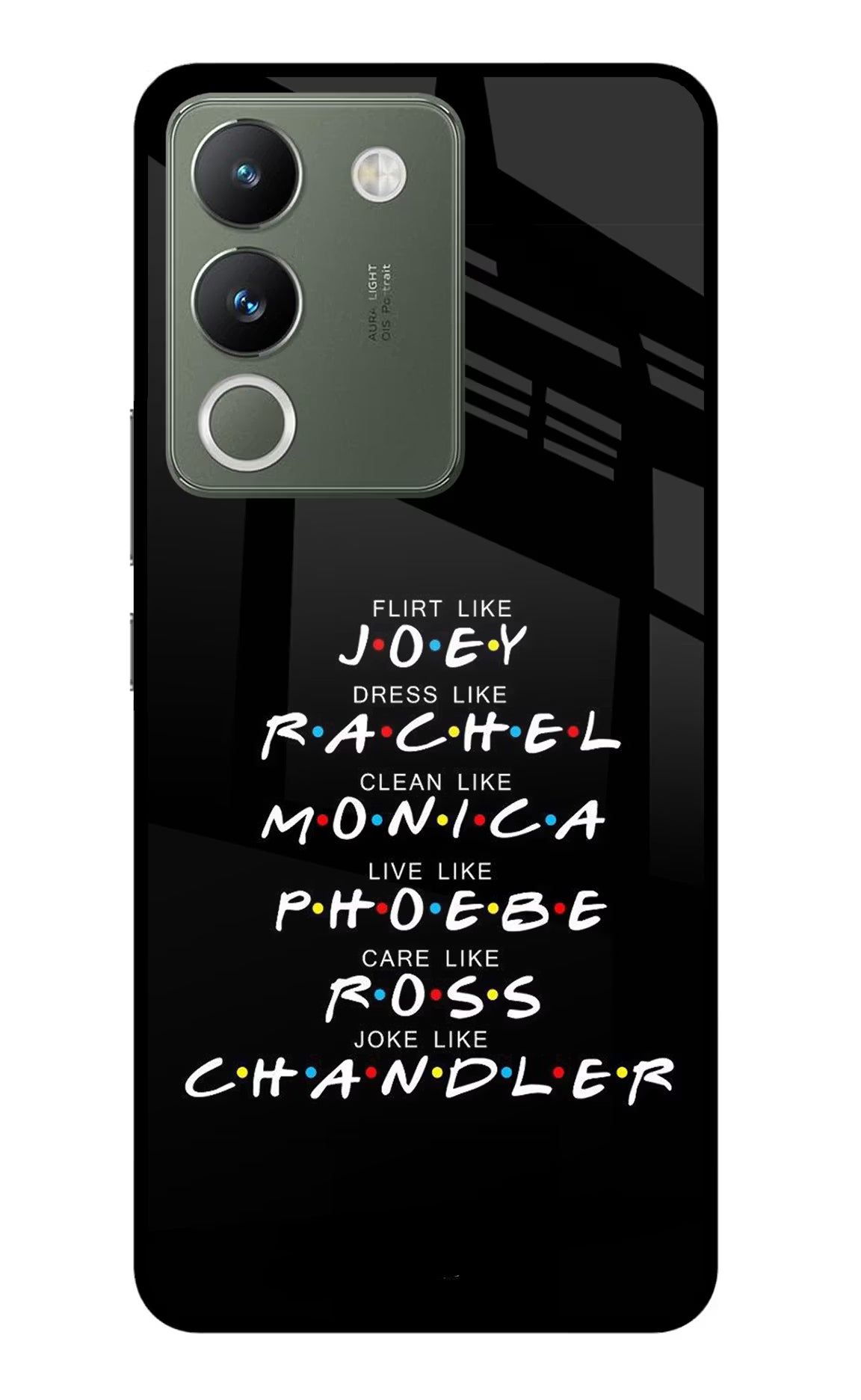 FRIENDS Character Vivo Y200 5G Glass Case Back Cover by Casekaro