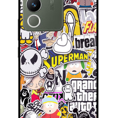 Sticker Bomb Vivo Y200 5G Glass Case