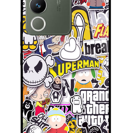Sticker Bomb Vivo Y200 5G Glass Case