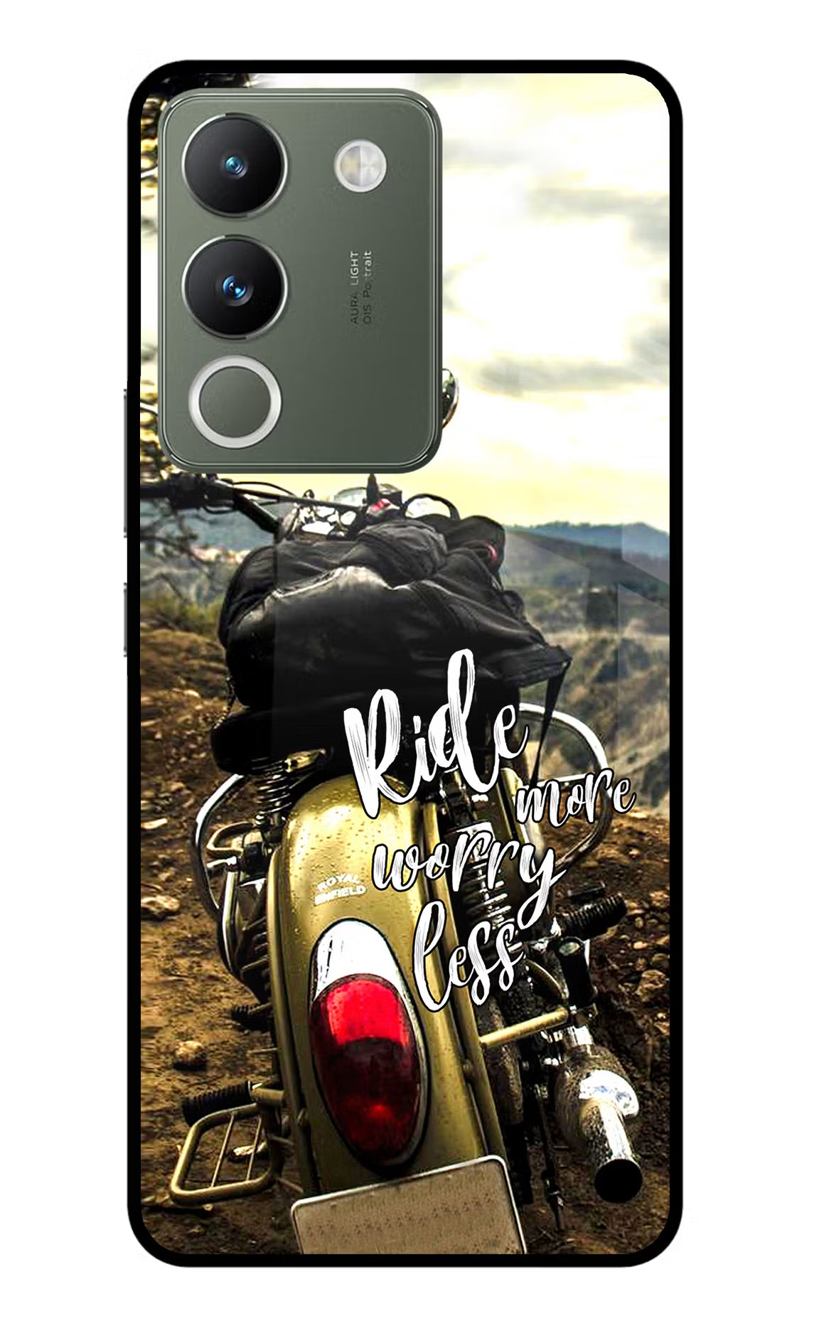 Ride More Worry Less Vivo Y200 5G Glass Case Back Cover by Casekaro