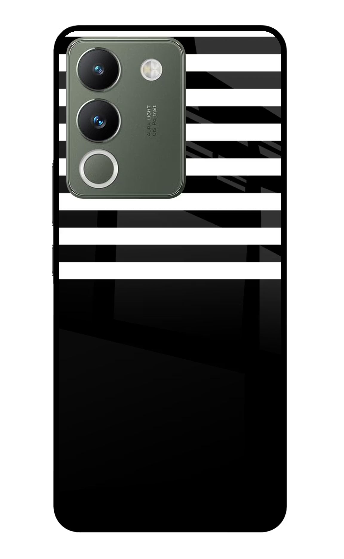 Black and White Print Vivo Y200 5G Glass Case Back Cover by Casekaro