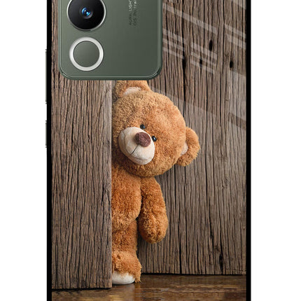Teddy Wooden Vivo Y200 5G Glass Case Back Cover by Casekaro