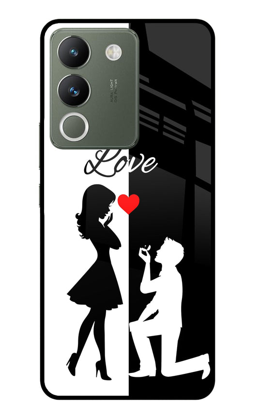 Love Propose Black And White Vivo Y200 5G Glass Case