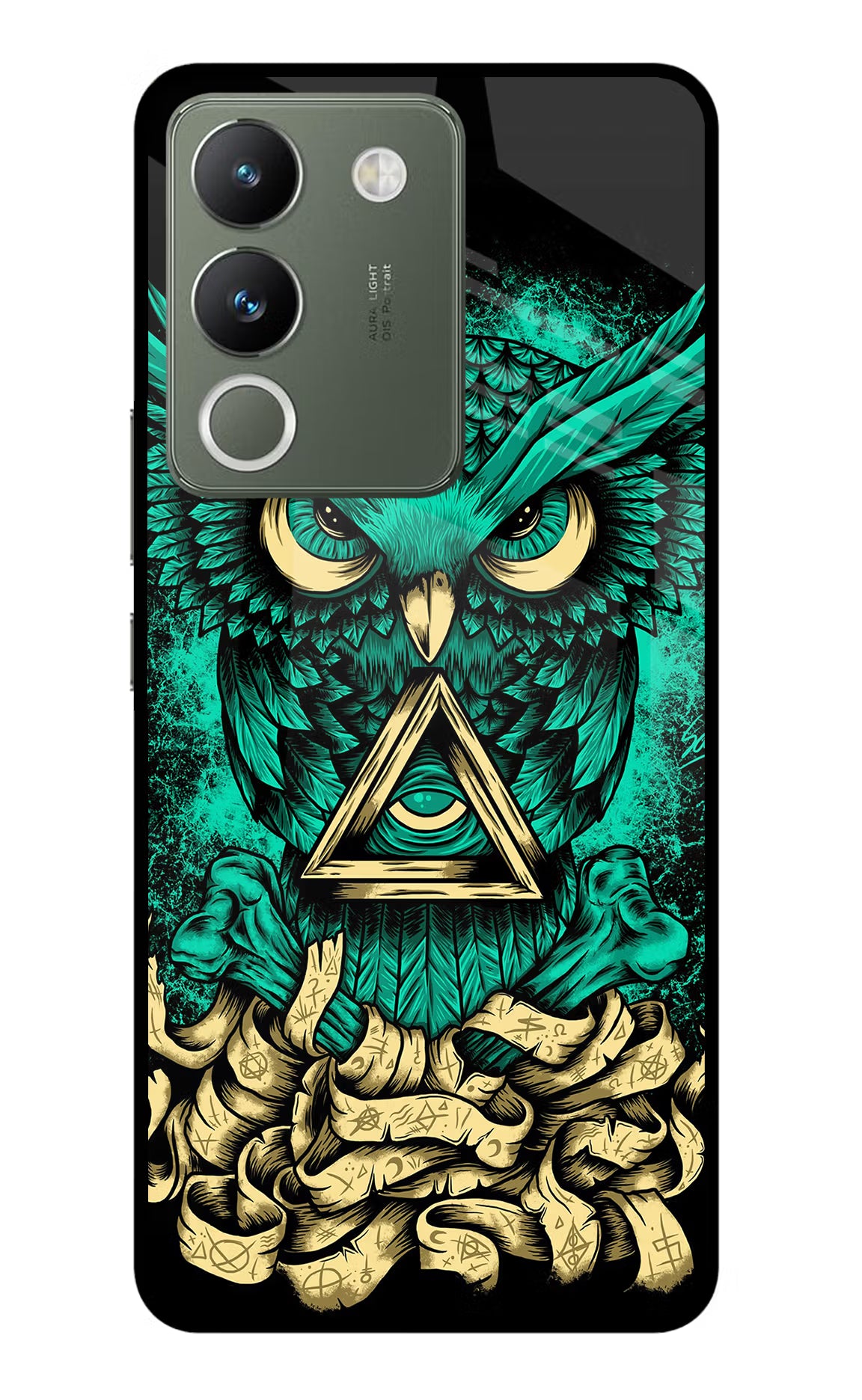 Green Owl Vivo Y200 5G Glass Case Back Cover by Casekaro