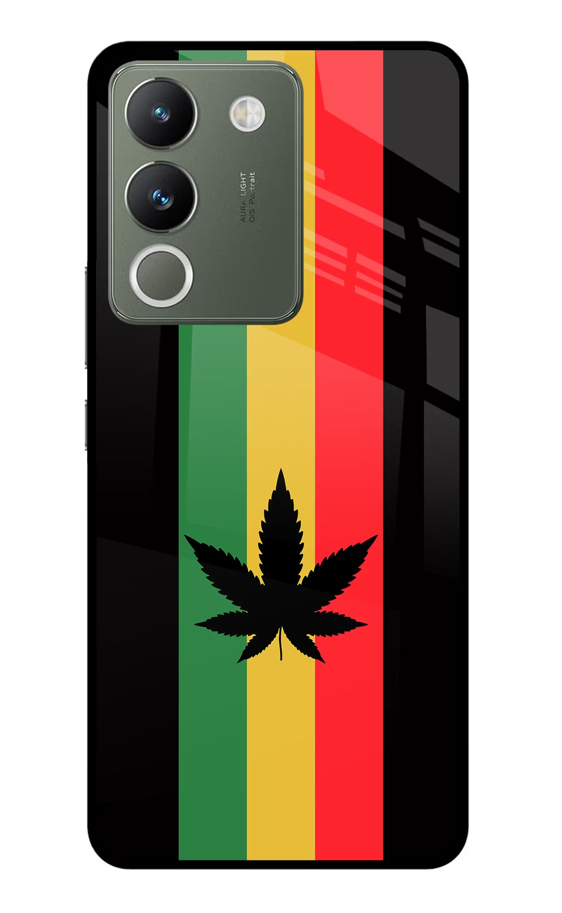 Weed Flag Vivo Y200 5G Glass Case Back Cover by Casekaro