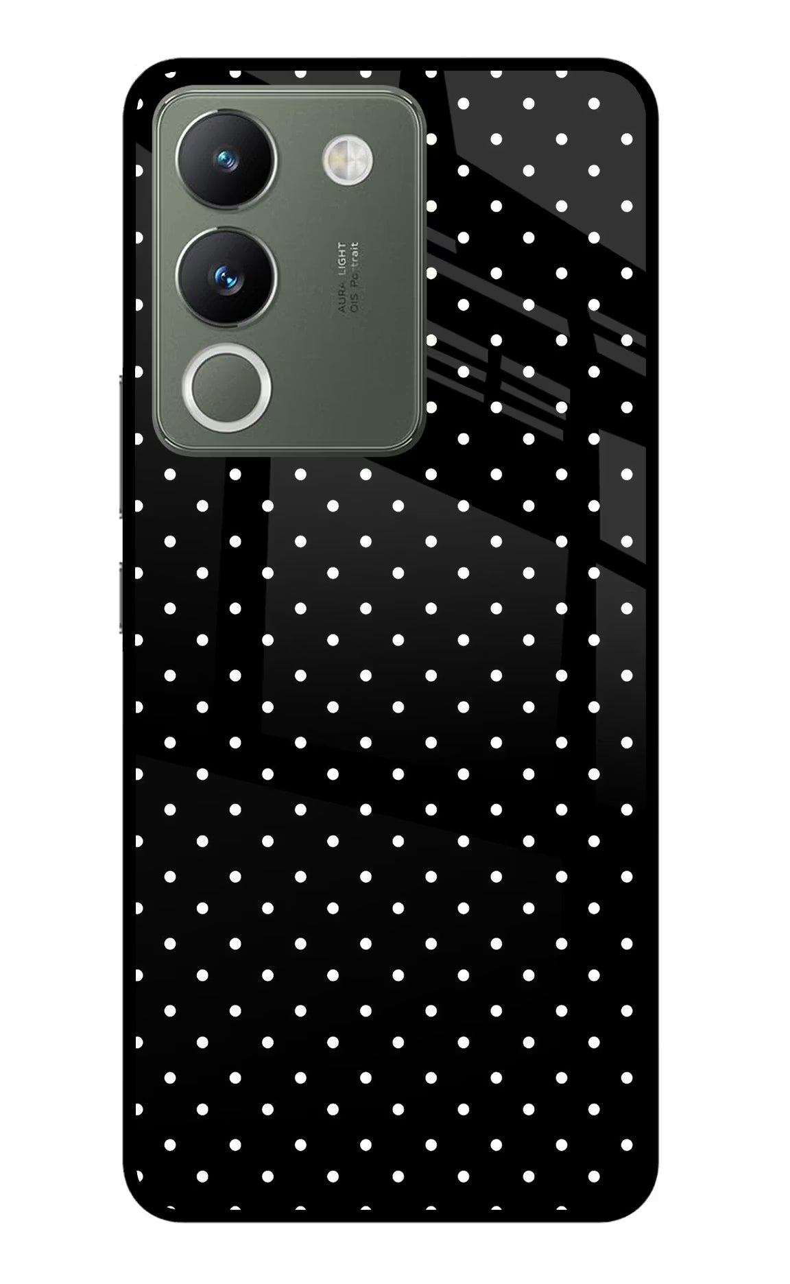 White Dots Vivo Y200 5G Glass Case Back Cover by Casekaro