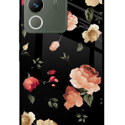 Flowers Vivo Y200 5G Glass Case Back Cover by Casekaro