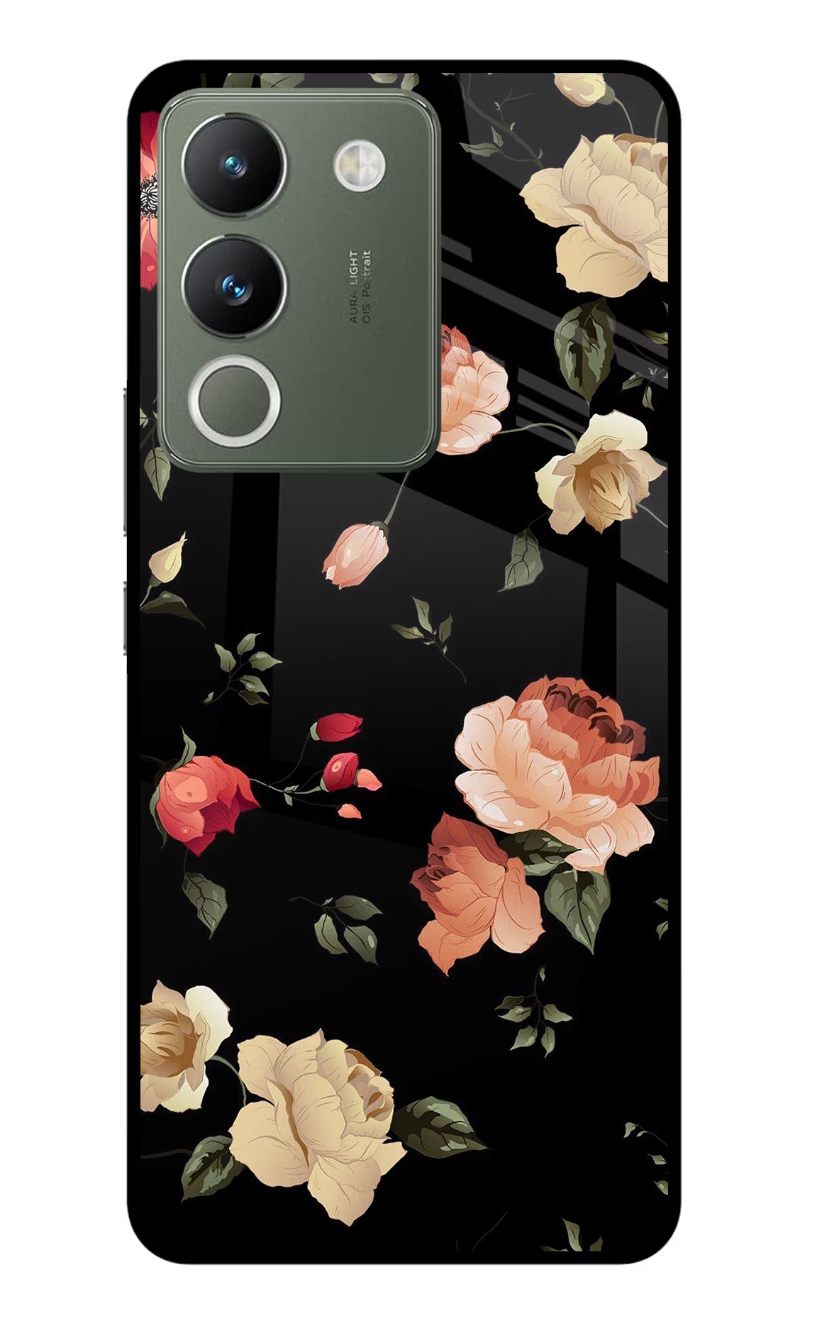 Flowers Vivo Y200 5G Glass Case Back Cover by Casekaro