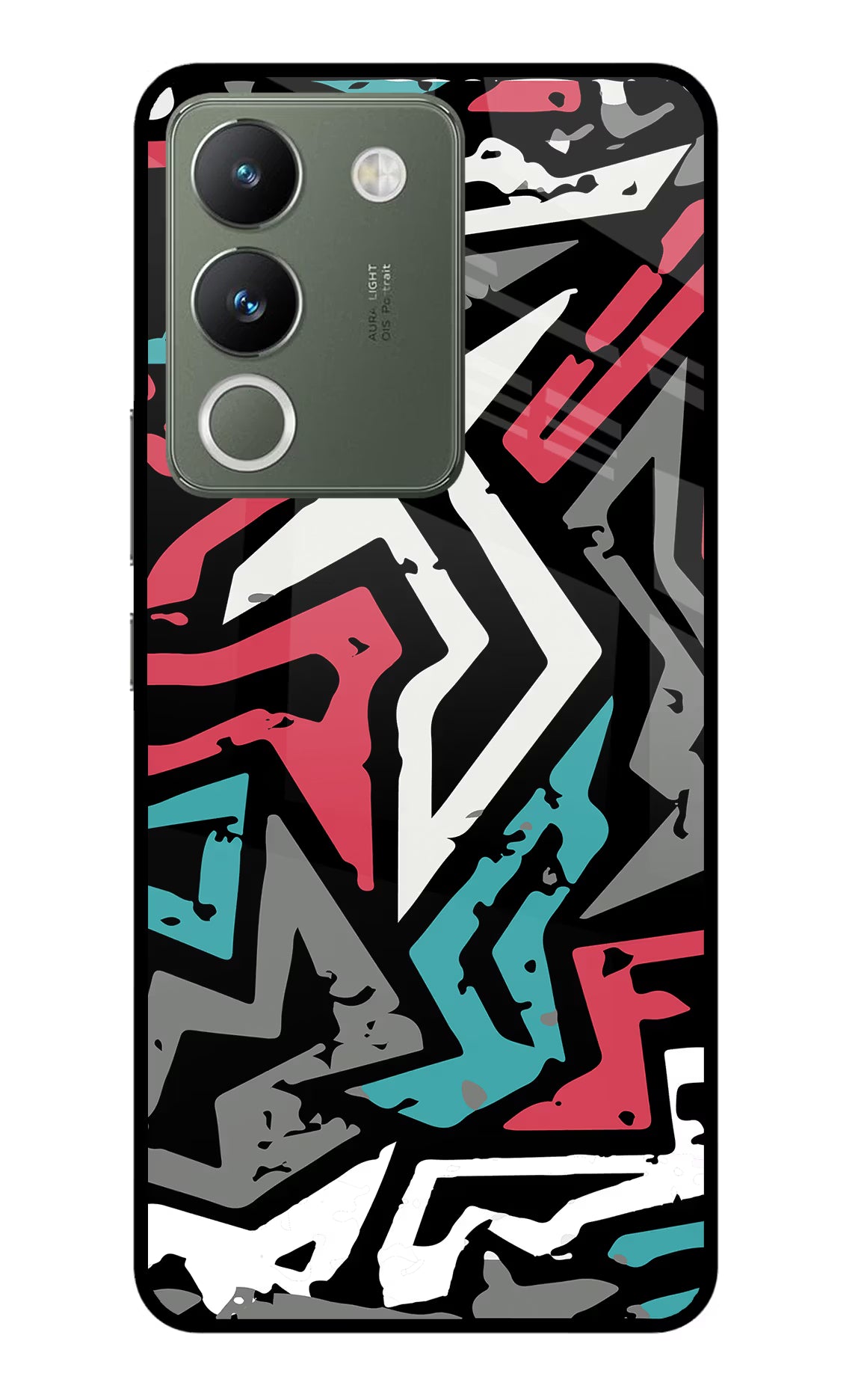 Geometric Graffiti Vivo Y200 5G Glass Case Back Cover by Casekaro
