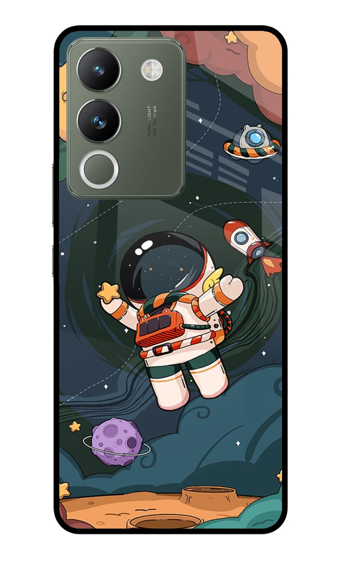 Cartoon Astronaut Vivo Y200 5G Glass Case