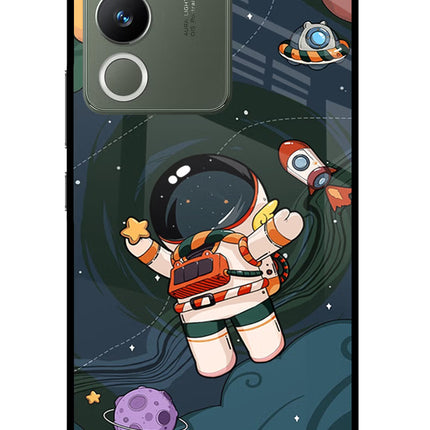 Cartoon Astronaut Vivo Y200 5G Glass Case