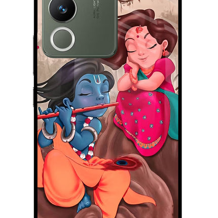 Radhe Krishna Vivo Y200 5G Glass Case Back Cover by Casekaro
