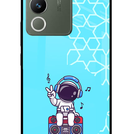Cute Astronaut Chilling Vivo Y200 5G Glass Case