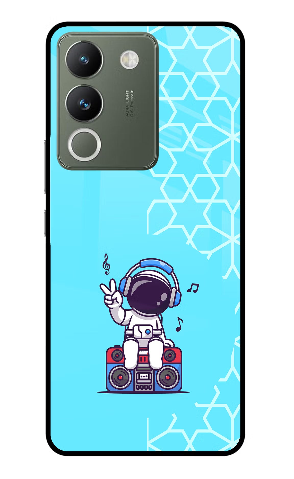 Cute Astronaut Chilling Vivo Y200 5G Glass Case Back Cover by Casekaro