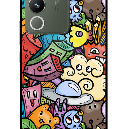 Veggie Doodle Vivo Y200 5G Glass Case