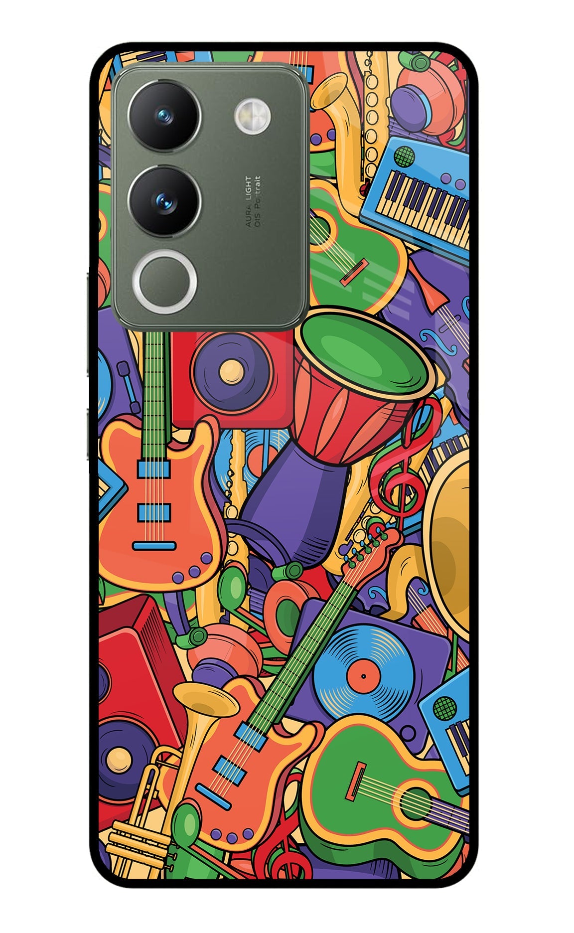 Music Instrument Doodle Vivo Y200 5G Glass Case