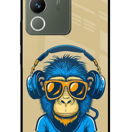 Monkey Headphone Vivo Y200 5G Glass Case Back Cover by Casekaro
