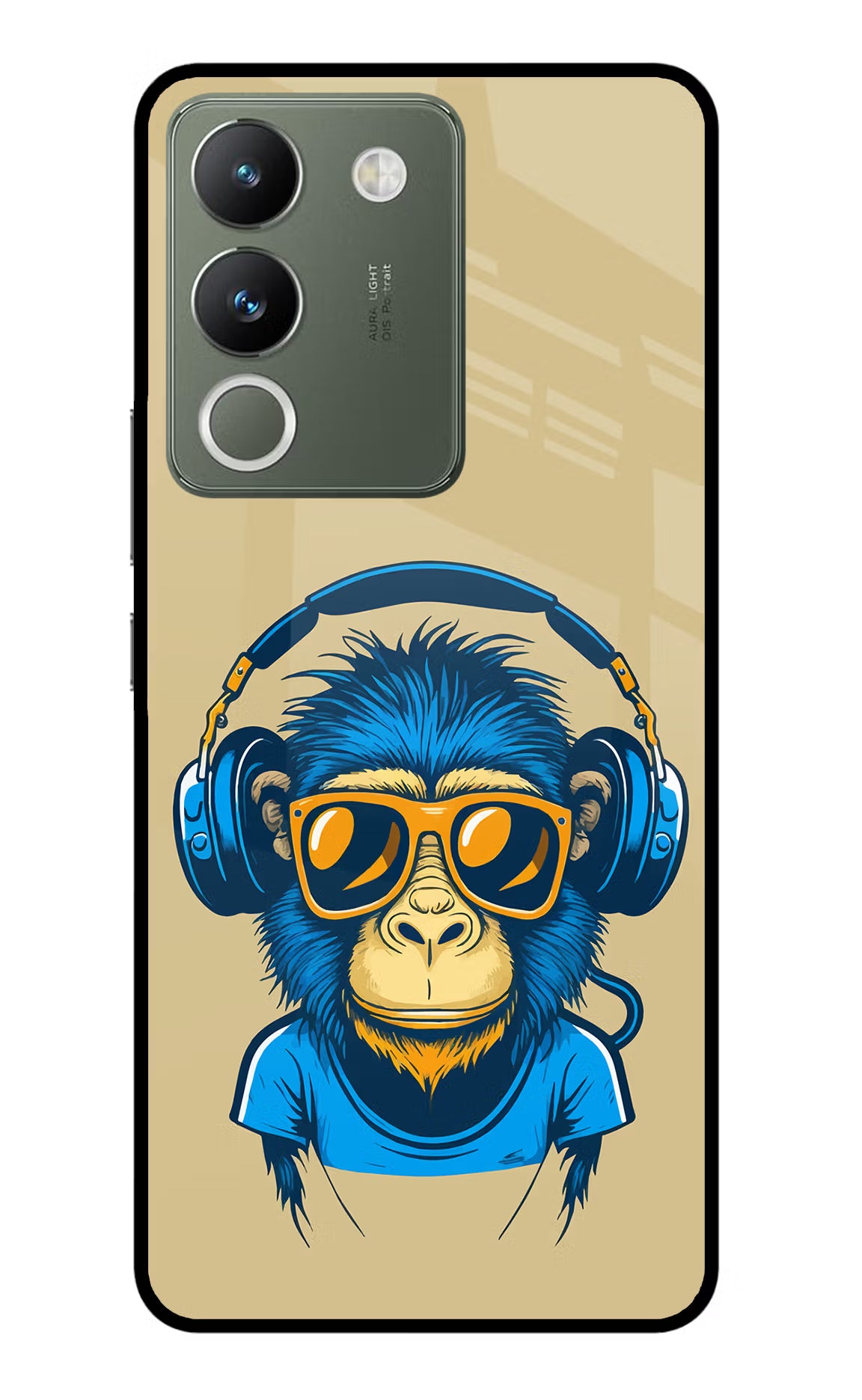 Monkey Headphone Vivo Y200 5G Glass Case Back Cover by Casekaro