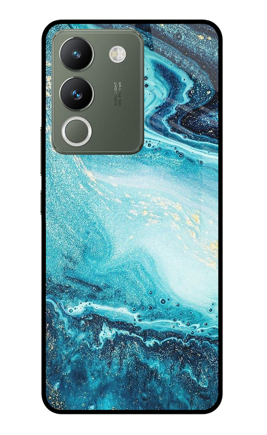 Blue Glitter Marble Vivo Y200 5G Glass Case