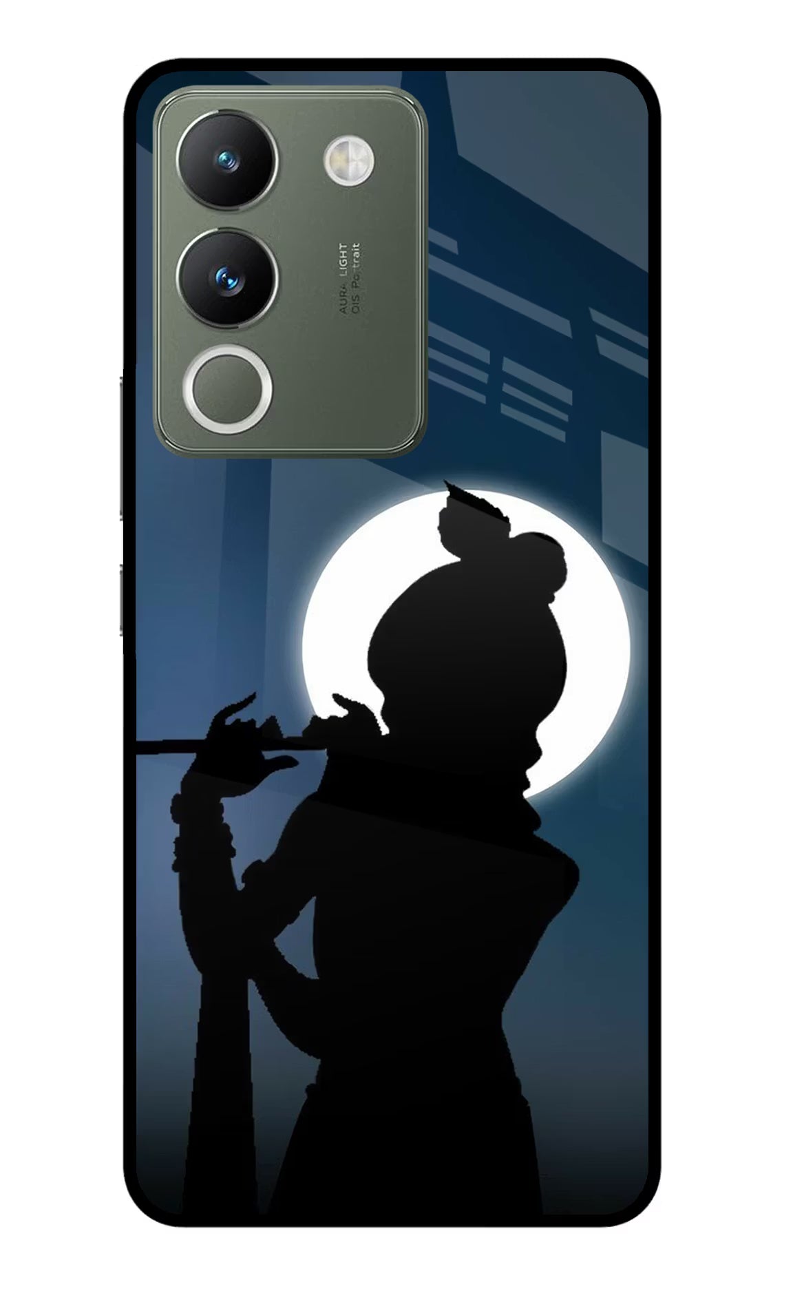 Shri Krishna Silhouette Vivo Y200 5G Glass Case Back Cover by Casekaro