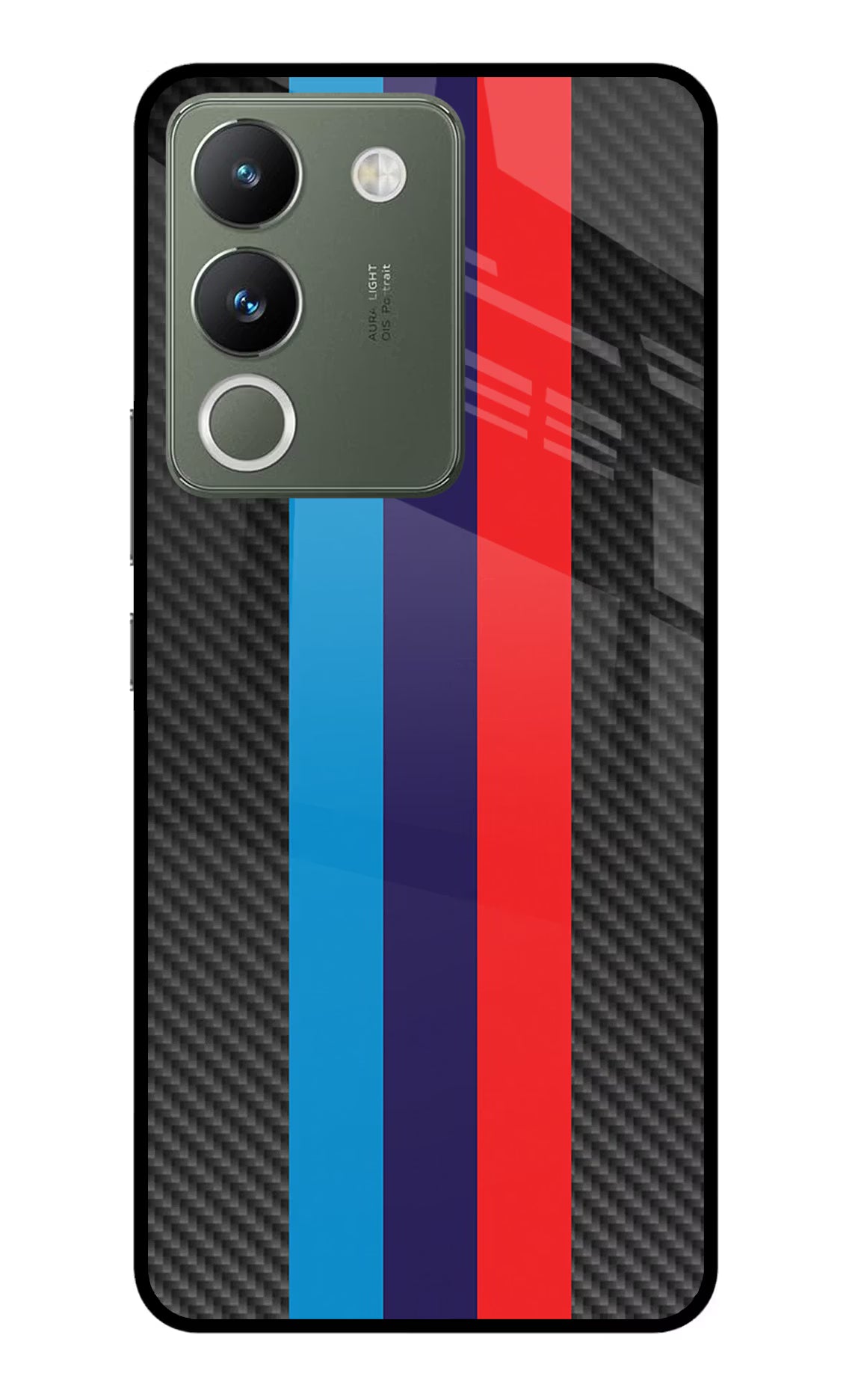 BMW Stripes Pattern Vivo Y200 5G Glass Case Back Cover by Casekaro