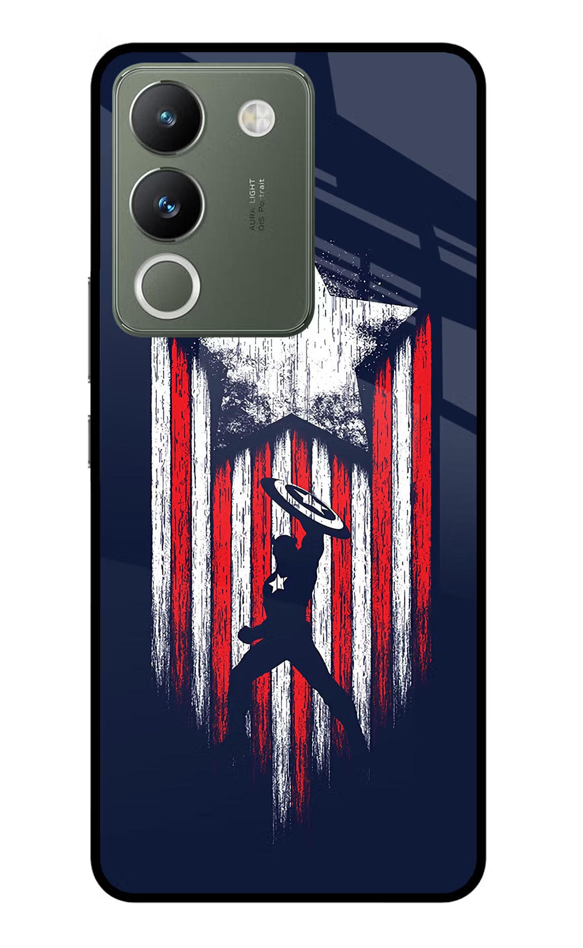 Captain America Marvel Art Vivo Y200 5G Glass Case Back Cover by Casekaro