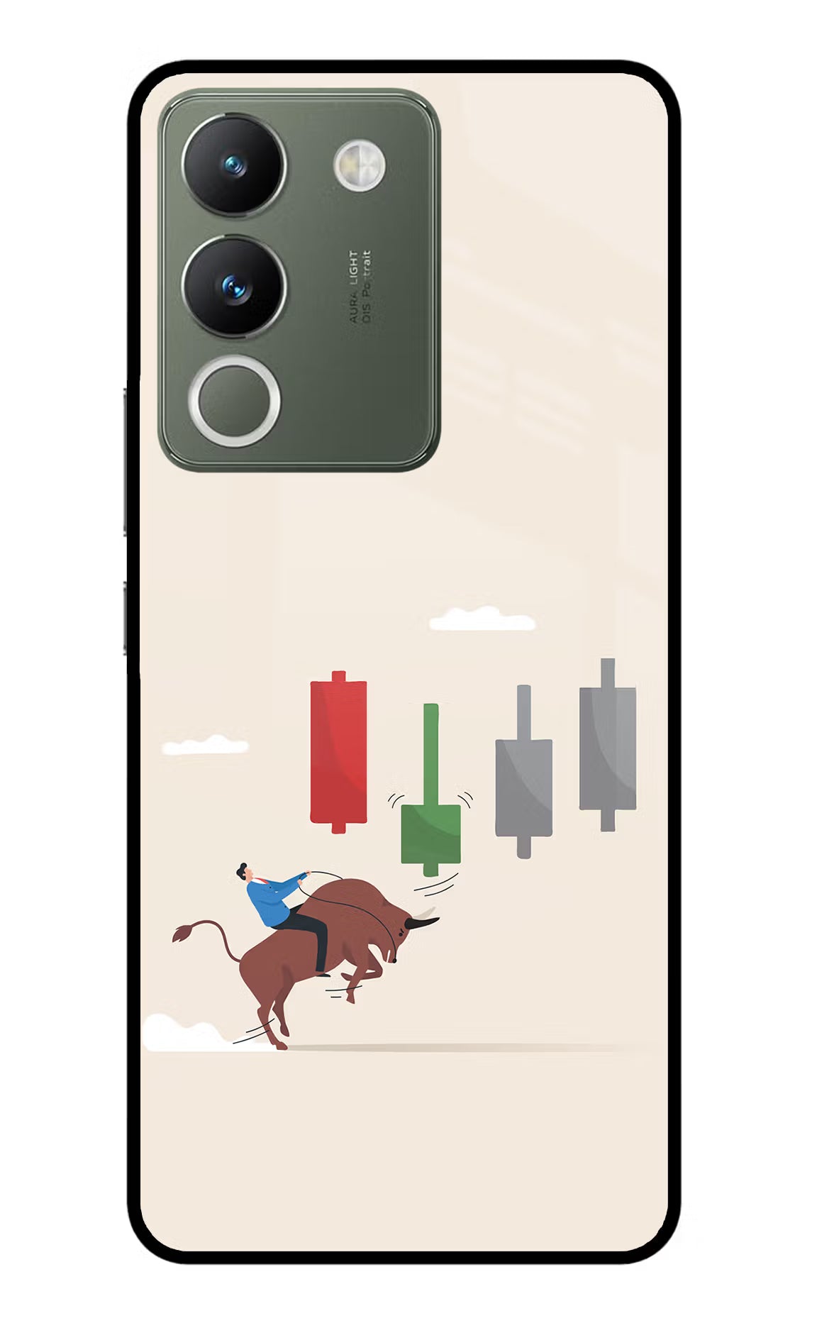 Bull Trading Momentum Vivo Y200 5G Glass Case Back Cover by Casekaro