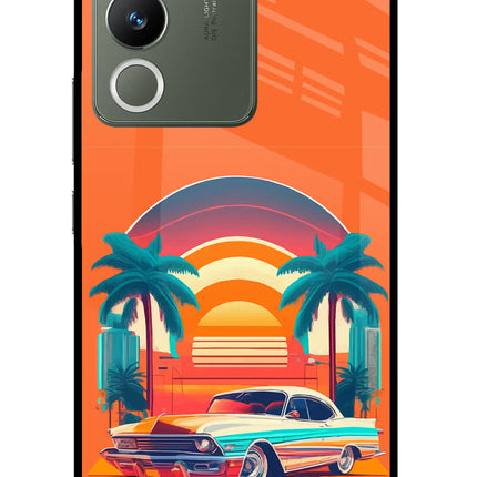 Palm Drive 80s Vivo Y200 5G Glass Case