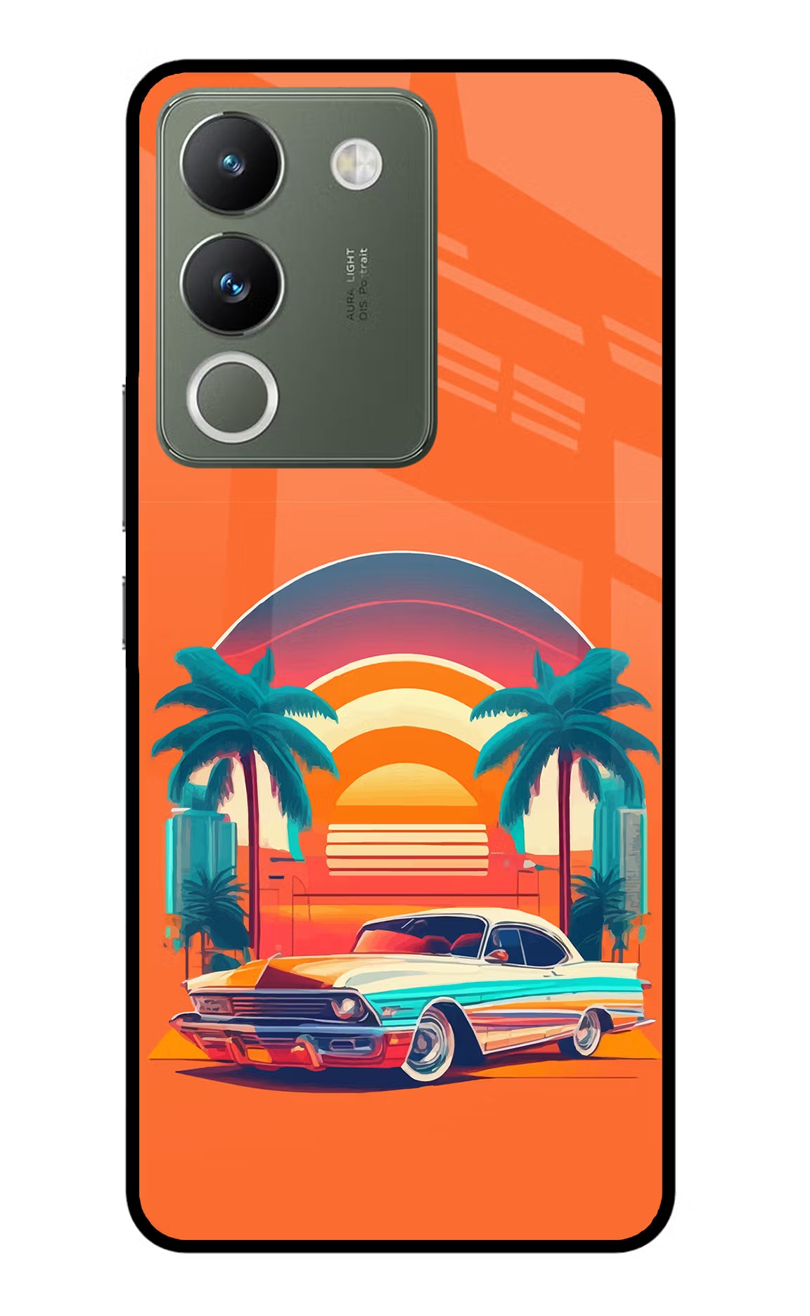 Palm Drive 80s Vivo Y200 5G Glass Case