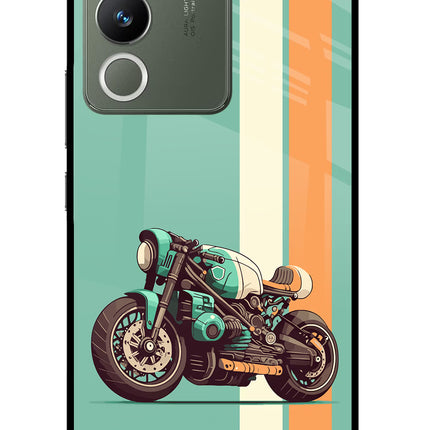 Striped Moto Drift Vivo Y200 5G Glass Case