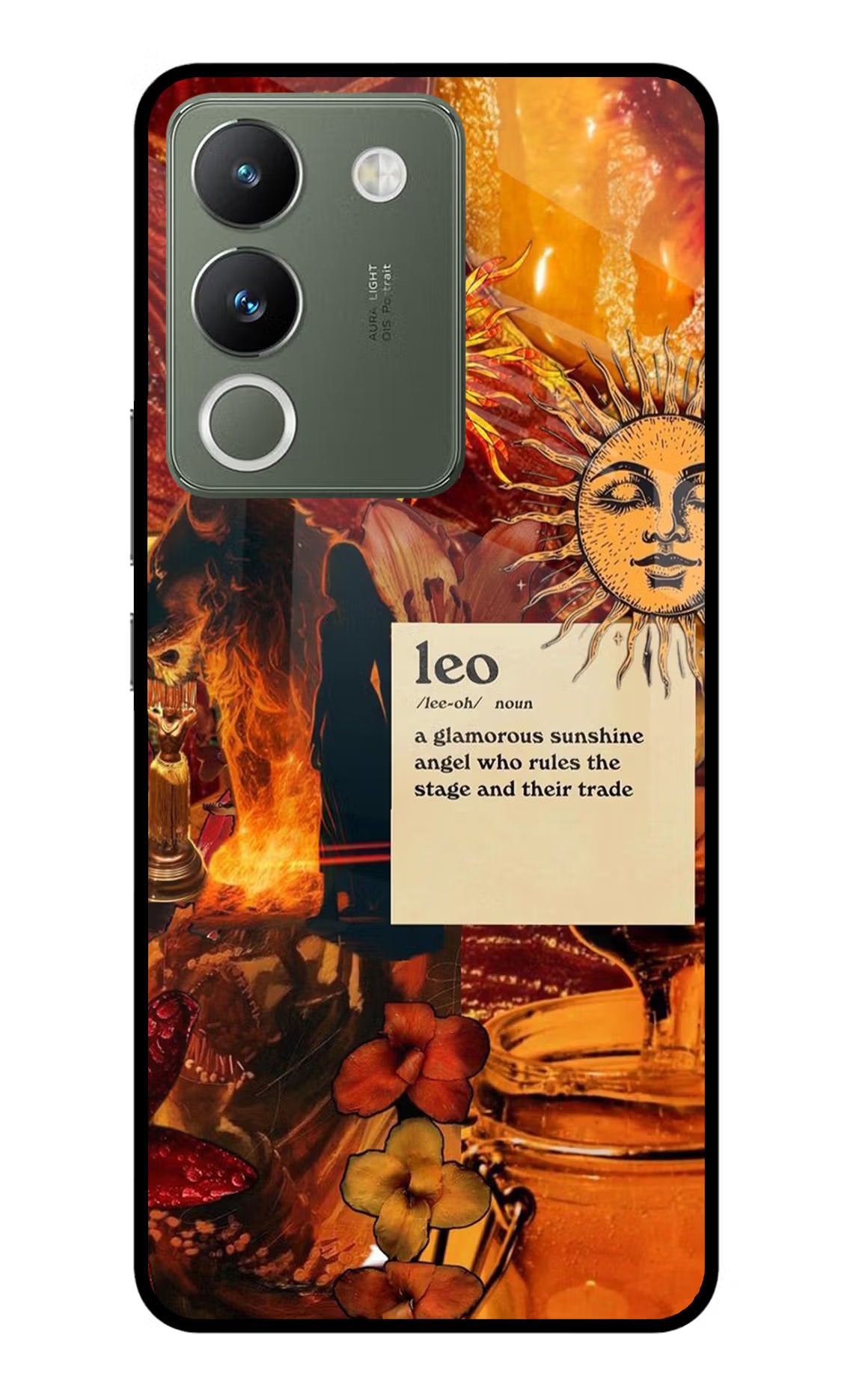 Leo Zodiac Vivo Y200 5G Glass Case Back Cover by Casekaro