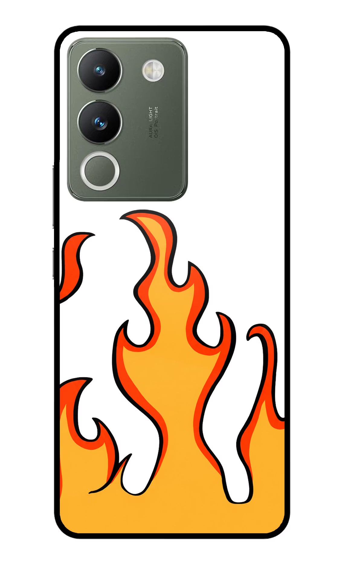 Fired Up – White Vivo Y200 5G Glass Case Back Cover by Casekaro