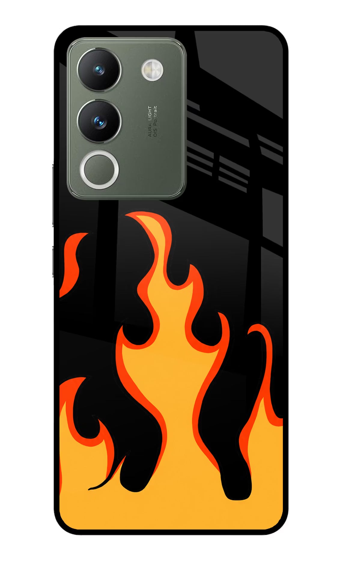 Fired Up – Black Vivo Y200 5G Glass Case Back Cover by Casekaro