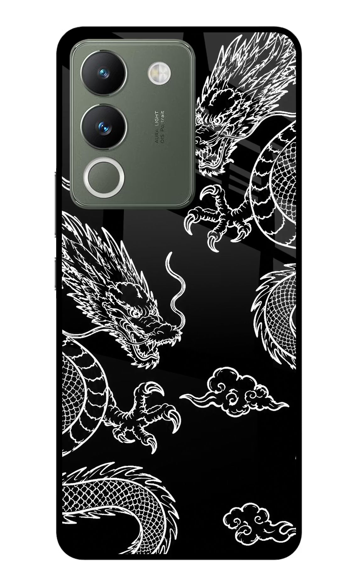 Twin Dragons Vivo Y200 5G Glass Case Back Cover by Casekaro