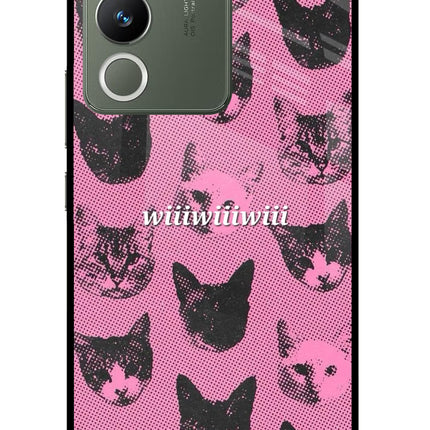 Pink Cats Vivo Y200 5G Glass Case