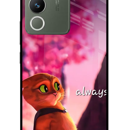 Always Cat Vivo Y200 5G Glass Case