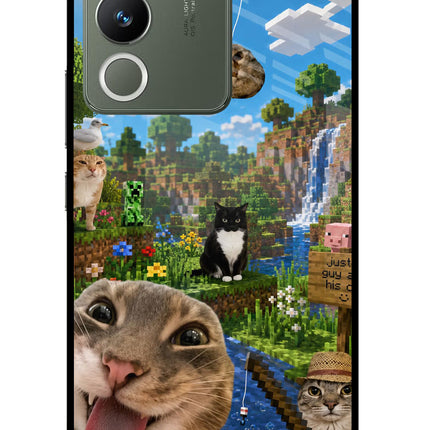 Minecraft Cat Chaos Vivo Y200 5G Glass Case